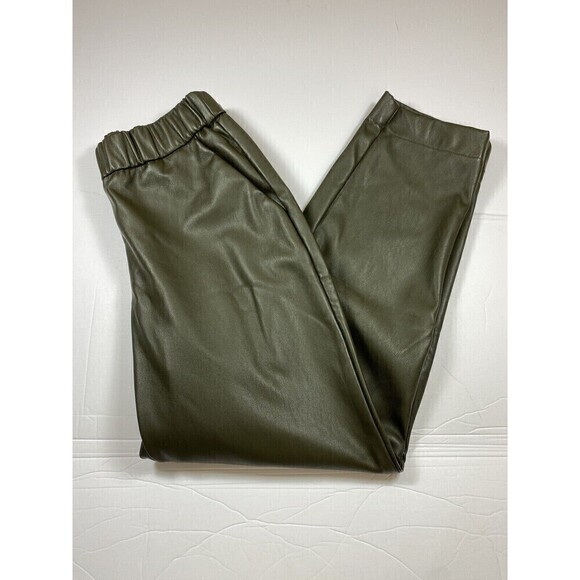 A New Day Target Faux Leather Pants Olive Green XS Pockets Elastic Waist Pull On - Picture 4 of 13